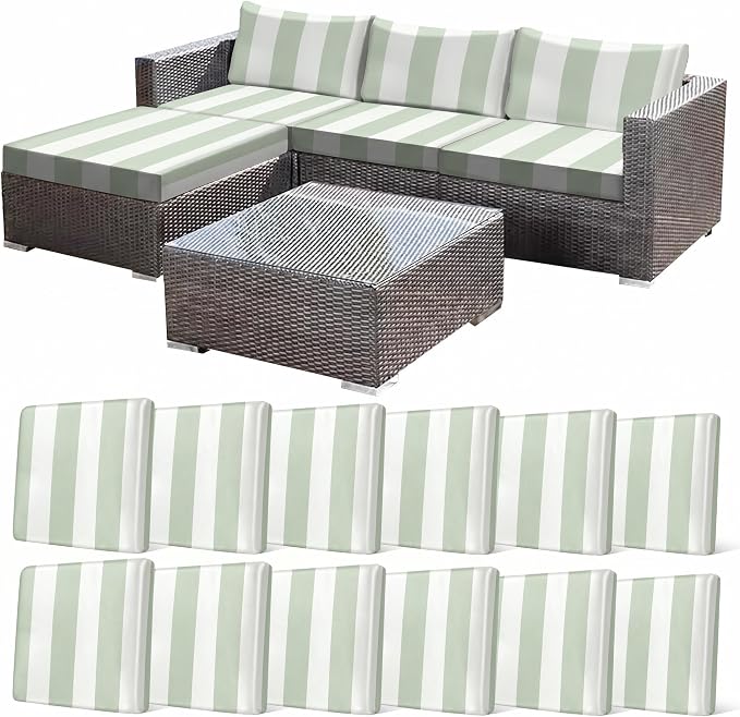 CALBODE 12 Pcs Outdoor Seat Cushion Covers by CALBODE