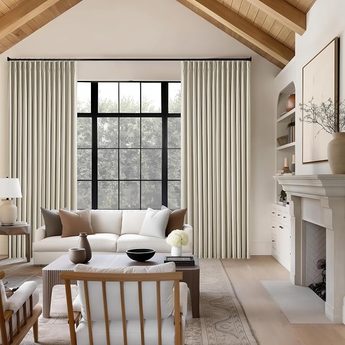 Burlywood Birch 100% Blackout Pinch Pleated Linen Curtains 112 Inches Long | - Image 7