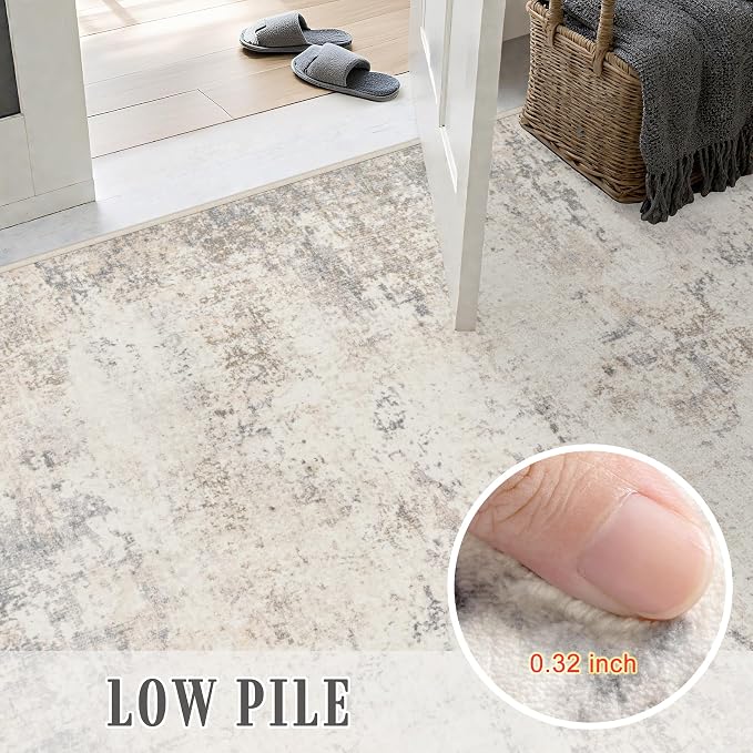 Round Area Rug Living Room: 4 ft Modern Washable Indoor Carpet | - Image 6