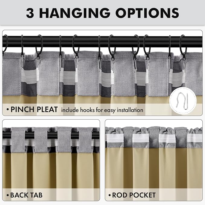 MIULEE 100% Blackout Linen Curtains 42 x 72 Inch Glacier Gray 2 Panels | - Image 5
