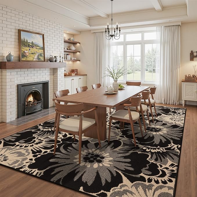 Findosom Washable Area Rug 6x9, Non Slip High-Low Textured Floral Rugs - Image 7