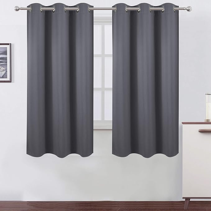 Grey Thermal Blackout Curtains/38 x 63 Inch/Set of 2 Panels Room Darkening by Lemomo
