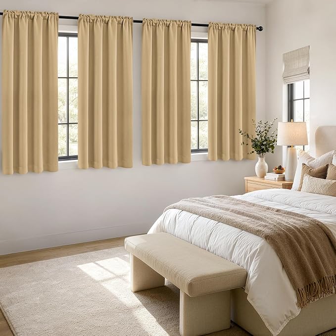 MIULEE Dark Beige Blackout Curtains 4 Panels Set 72 Inch Length Bedroom | - Image 4