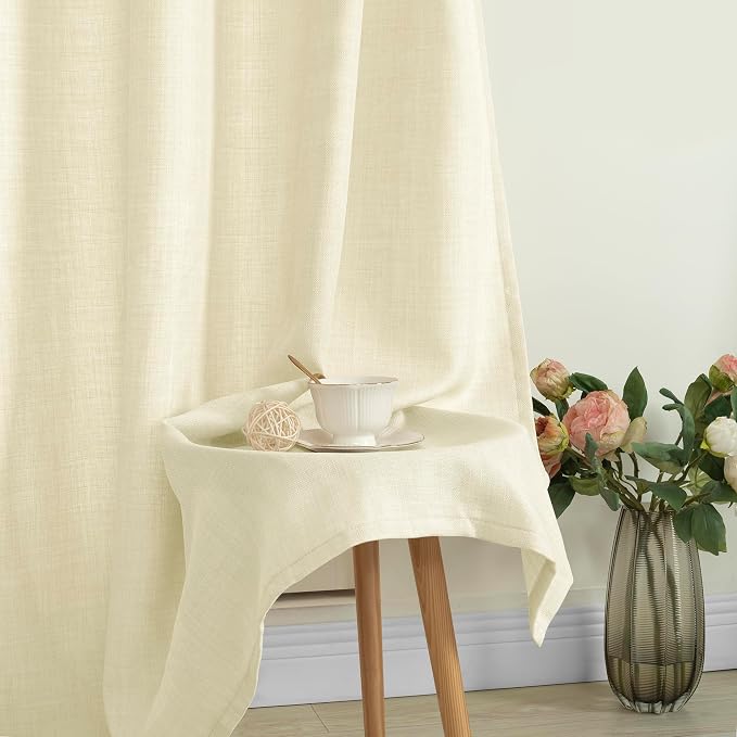 Beige Polyester Curtains 84 Inch Length - Image 8