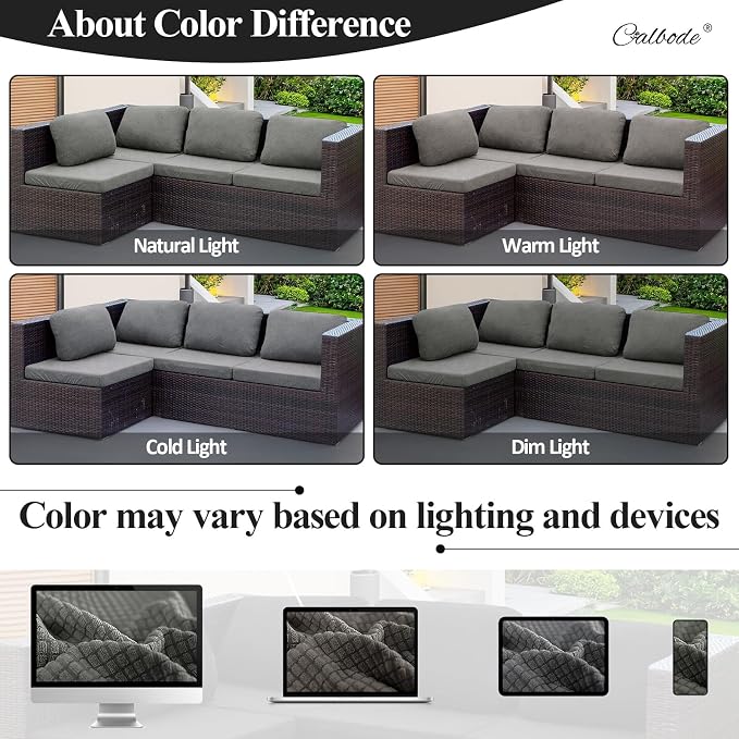 CALBODE 14Pcs Outdoor Stretch Cushion Covers, Waterproof Outdoor Chair Cushion - Image 5