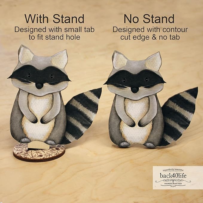 Back40Life Forest Critters Painted Wooden Animal Cutout Shapes (Small + Stands (Bundle of 8))
