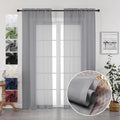 2 Panels Sheer Charcoal Grey Curtains 72 Inches Length Window Treatment by OVZME