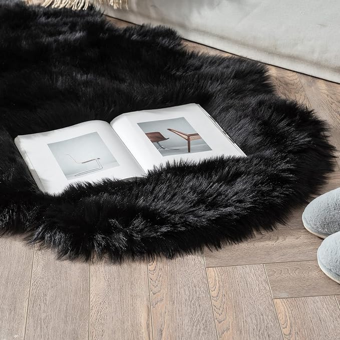 MIULEE Fluffy Area Rug 3x5 ft Faux Fur Sheepskin Rug - Image 3