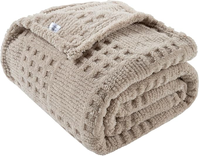 90x104 Inch Brown Waffle Queen Blanket by LUSSENAHOME