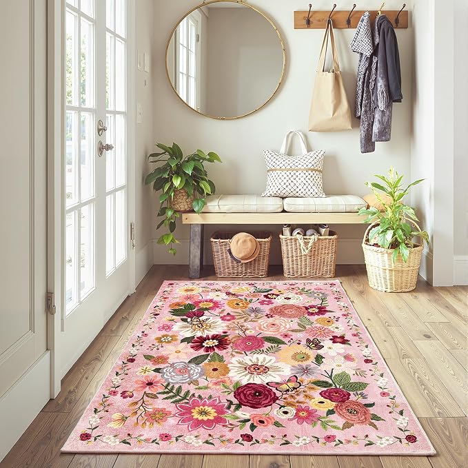 Pink Garden Floral Area Rug 3x5 - Image 2