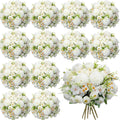 Tigeen 12 Bundles Peonies Artificial Flowers Faux Roses Silk Flowers Hydrangea Artificial Bouquet for Wedding Table Centerpiece Floral Vase Home Office Bridal Decor (Pure White)