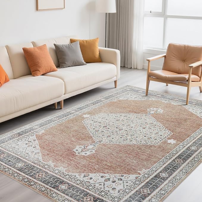 Washable Rugs 8x10 Area Rugs for Living Room, Dining Room, Nursery | Retro - Image 8