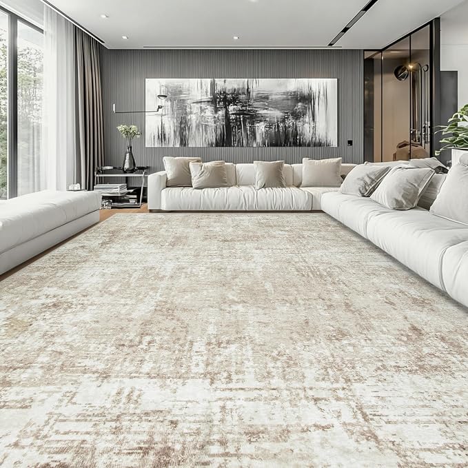 Aelenmu 10x14 Area Rugs for Living Room Dining Room Washable Beige | Soft - Image 2