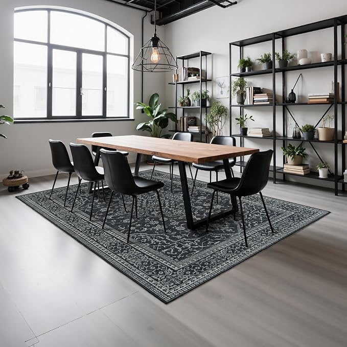 8x10 Washable Area Rugs for Living Room, Dining Room- Black White | Ultra Soft - Image 8