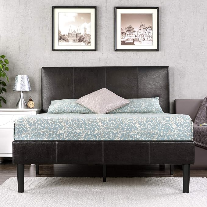 ZINUS Gerard Faux Leather Upholstered Platform Bed Frame, Mattress Foundation, Wood Slat Support, No Box Spring Needed, Easy Assembly, California King