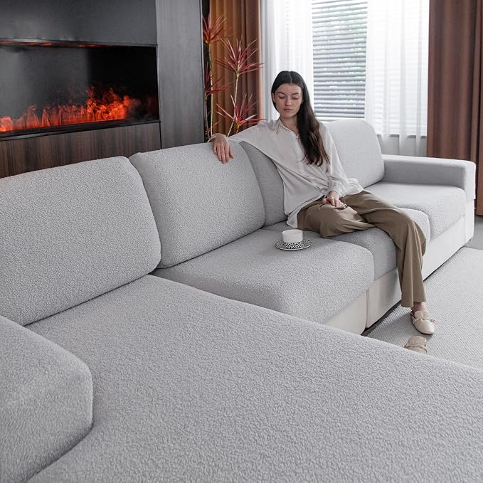 OHSIO Couch Cushion Covers for Sectional Sofa, Stretch Soft Sofa Slipcovers by OHSIO