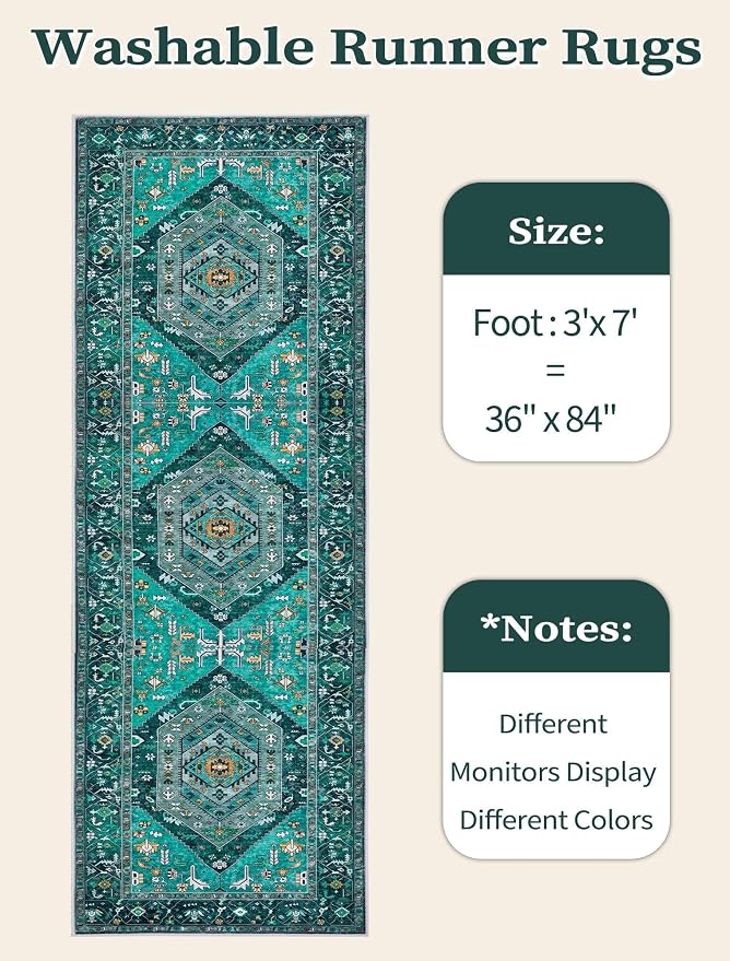 SERISSA 3x7 Washable Non Slip Boho Runner Rug - Image 6