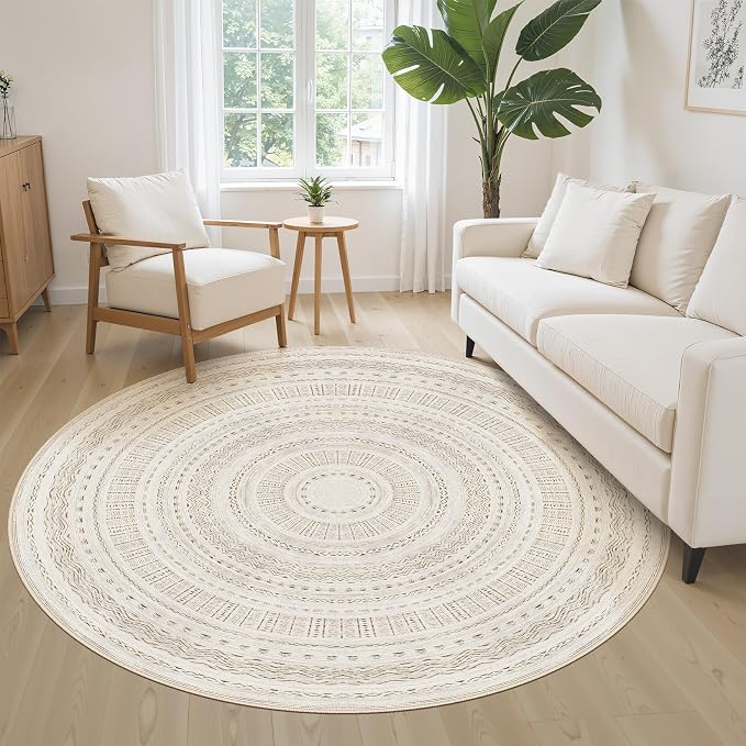 cotiled 5x5 Round Rug 5ft Circle Living Room Boho Area Rugs | Solve Modern - Image 3