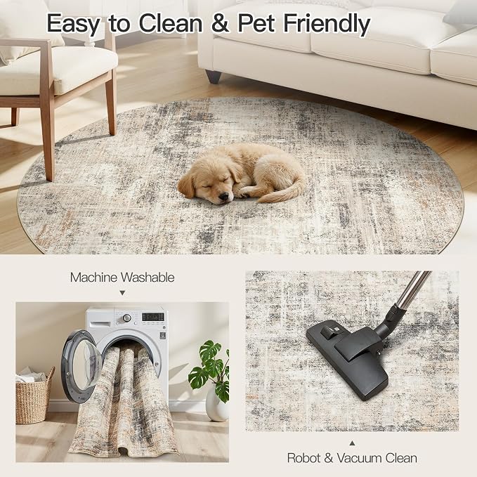 4ft Area Rug for Living Room, Abstract Washable Non-Slip Large Rugs, Dining Room - Image 6