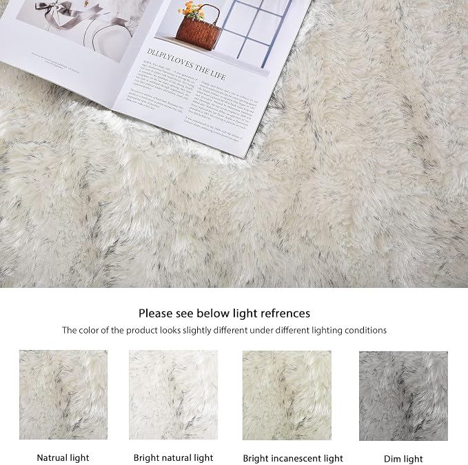 ORINOVA White and Gray Furry Carpet - Image 8