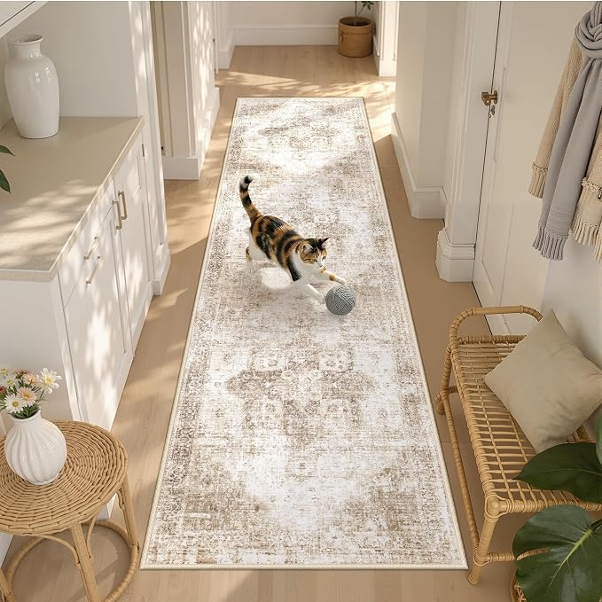 Runner Rug 2x8 Washable Rug, Vintage Boho Medallion Hallway Runner Non-Slip - Image 4