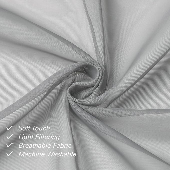 Light Grey Sheer Curtains 84 Inch Length 2 Panels, Balance Light & Privacy - Image 6