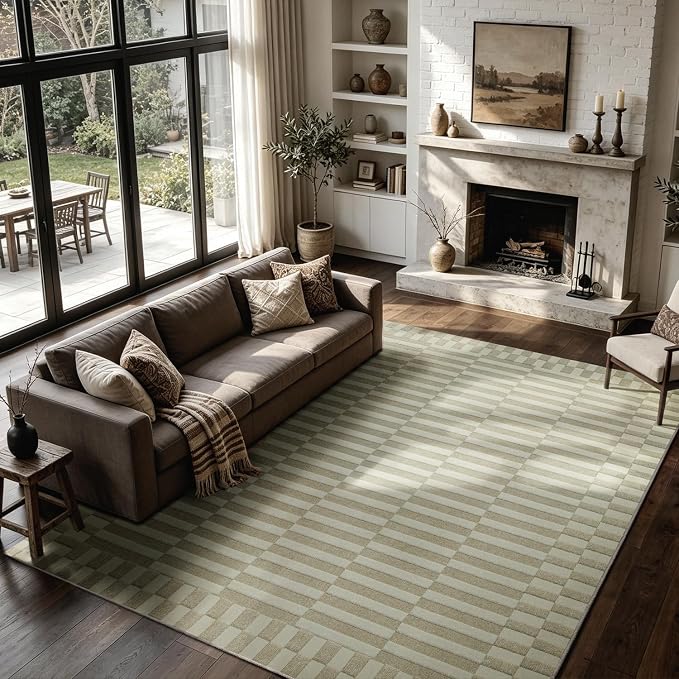 8x10 Washable Area Rugs for Living Room, Dining Room, Nursery- Beige | Ultra by Lbris