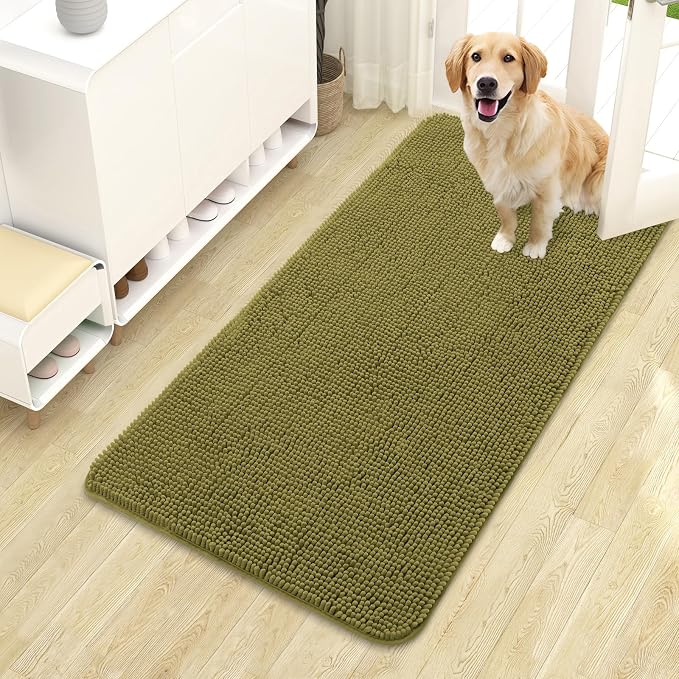 OLANLY Dog Door Mat for Muddy Paws 44x24, Super Absorbent Chenille Mud Mat | by OLANLY