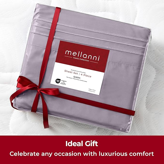 Mellanni Twin XL Sheets Set - 3 PC Iconic Collection Bedding - Hotel Luxury, Extra Soft, Cooling Bed Sheets - Wrinkle, Fade, Stain Resistant (Twin Extra Long, Hazy Lilac)