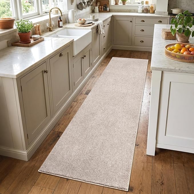 2x6 Oatmeal/White Runner Rug Washable Non-Slip by Unknown