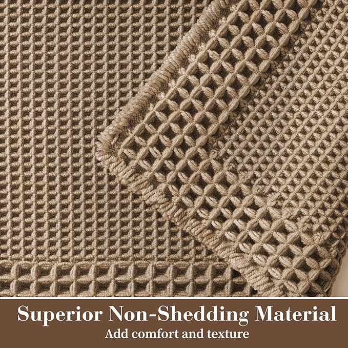 RESARE Waffle Bath Mat for Bathroom, Non Slip Bathroom Rugs 17"x24" Brown | - Image 2