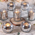DEVI Silver Votive Tealight Candle Holders 24PCS, Mercury Glass Candle Holders for Table Centerpieces, Tea Party Wedding Table Decor