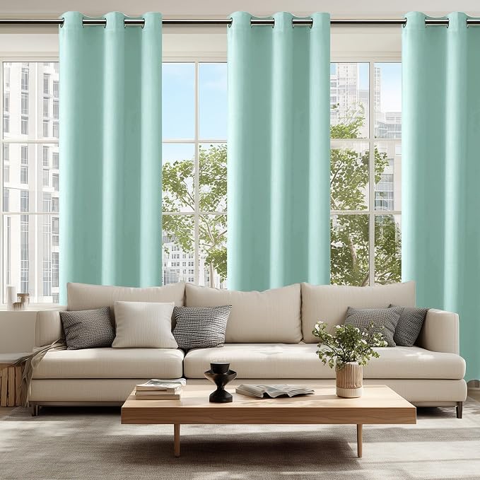 Blackout Curtains for Bedroom, 38 x 84 Inches Long, 2 Panels, Aqua | Thermal - Image 2