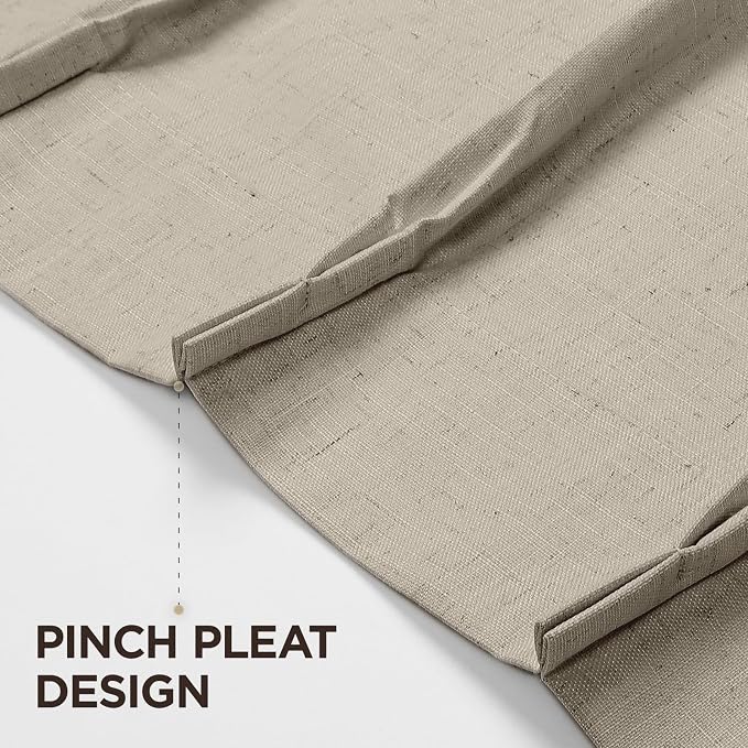 Joydeco 100% Blackout Pleated Curtains, Linen Window Curtains 2 Panel Sets 108 - Image 5