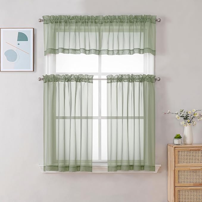 Chyhomenyc Sage Green Sheer Valance - Image 2