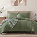 Monbix Queen Comforter Set - 7 Pieces Light Sage Green Bed in a Bag Queen Bedding Sets with Comforters, All Seasons Down Alternative Comforter Bed Set with Sheets, Pillowcases & Shams