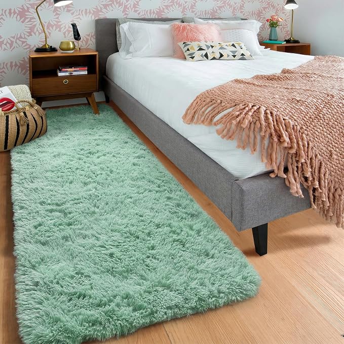 Sage Green Runner Rugs for Bedroom Living Room, Fluffy 2x6 Bedside Area Rug | - Image 9