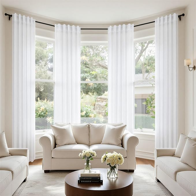 White Linen Curtains 38 Inch Wide - Image 5