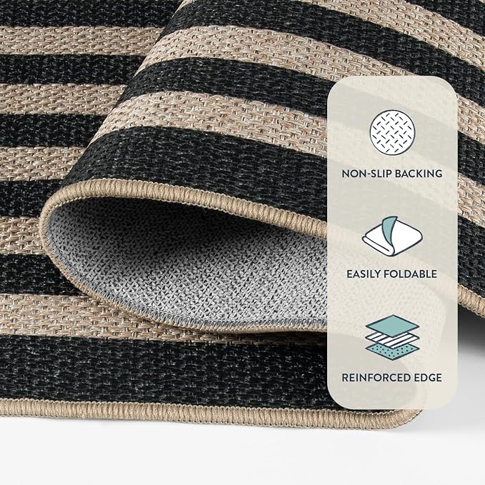 Lahome Modern Geometric Easy Jute Outdoor Rug, 5x7 Patio Living Room Rug | - Image 5