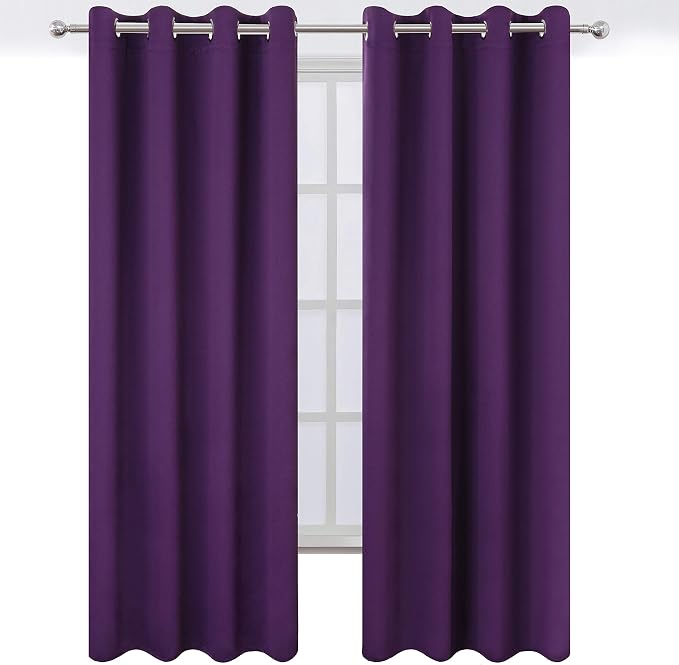 Purple Thermal Blackout Curtains/52 x 108 Inch/Set of 2 Panels Room Darkening - Image 2