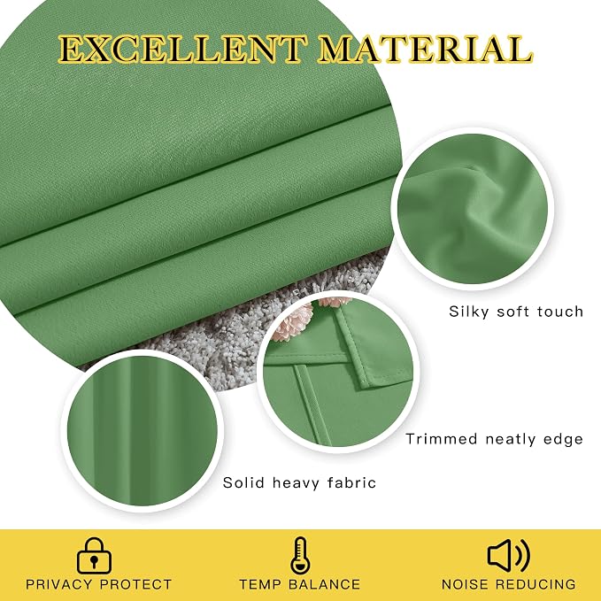 NICETOWN Forest Green Blackout Bedroom Curtains 96 inches Long, Grommet Thermal - Image 4