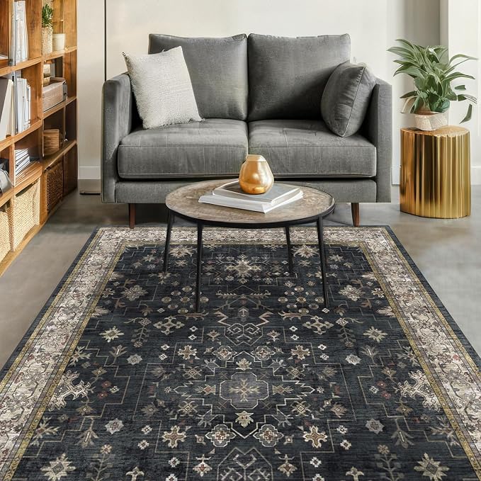 Black Farmhouse Washable 7x10 Area Rugs - Image 8