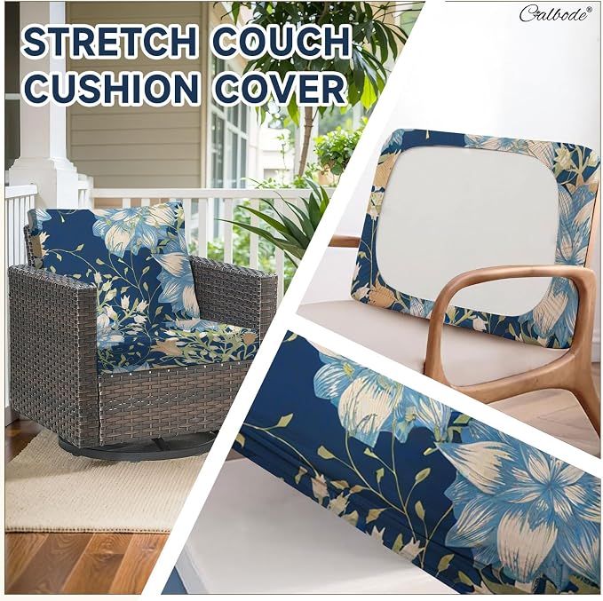 CALBODE 8Pcs Stretch Patio Cushion Cover, Printed Couch & Sofa Slipcovers - Image 3