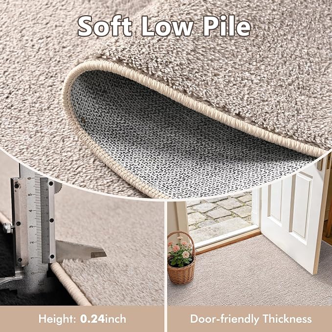 2x8 Oatmeal/White Runner Rug Washable Non-Slip - Image 4