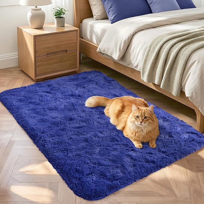 3x5 Royal Blue Fluffy Soft Area Rug Non-Slip by ModernHomeDecor