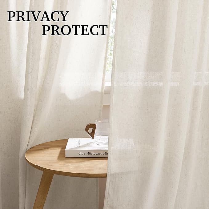 RYB HOME Linen Semi Sheer Curtains - Image 4