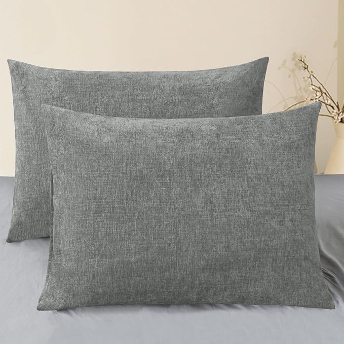 CaliTime Decorative Throw Pillow Covers 26 X 20 Inches Medium Grey | Pack of 2 by CaliTime