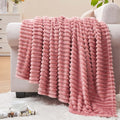 BEDELITE 3D Ribbed Jacquard Pink Fleece Twin Blanket by BEDELITE