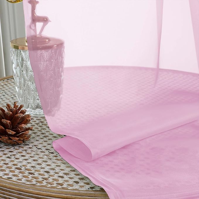 Light Pink Sheer Curtains 120 Inches Long 2 Panels Set, 59 Inch Extra Wide Soft - Image 2
