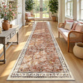 Yamaziot 2x10 Washable Hallway Runner Rug Non Slip Floral Carpet, Brick-red | by Yamaziot